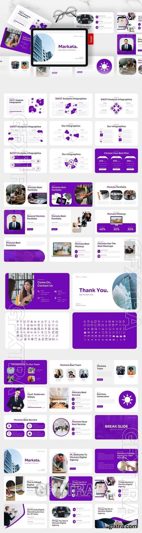 Markata - Digital Agency PowerPoint Template 5RFEBFS