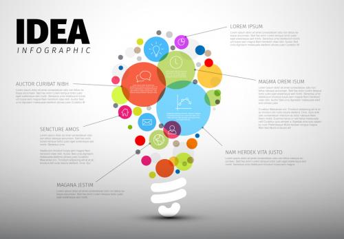 Abstract Lightbulb Infographic Layout - 159754141