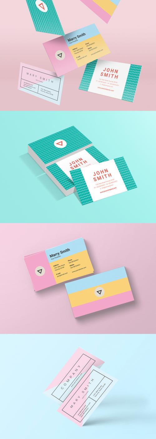 Three Colorful Pastel Business Card Layouts - 160002778