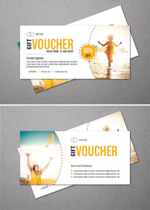 Bright Gift Voucher Layout with Summer Photo Accents - 161001186