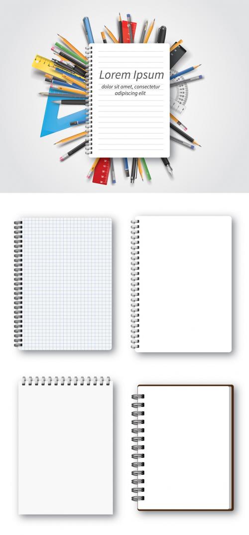 Notepad Set with Writing and Drafting Supplies Mockup - 161894098