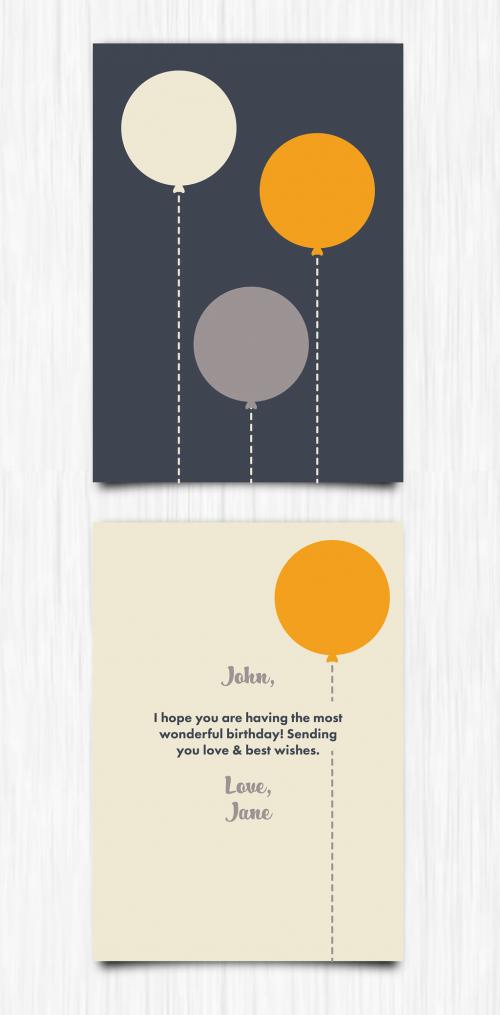 Minimalist Balloon Birthday Card Layout 1 - 162298789