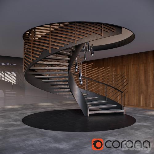 Spiral staircase with installation