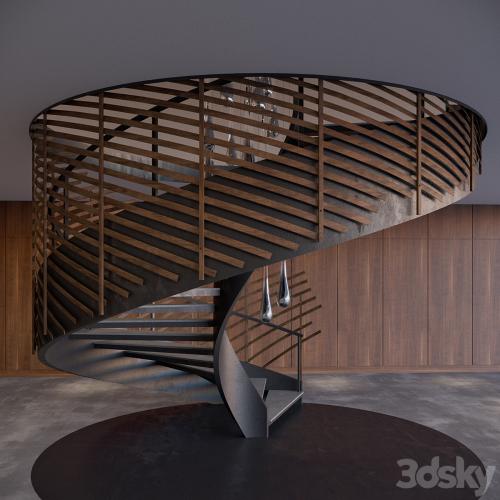 Spiral staircase with installation