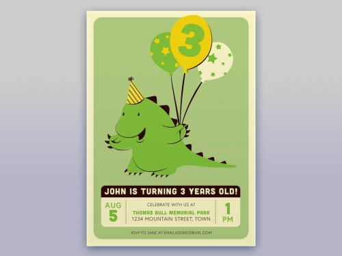 Child's Birthday Card with Dinosaur Illustration 1 - 164173678