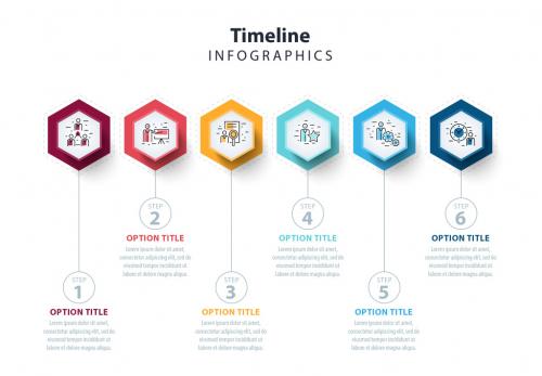 Colorful Six Section Hexagon Infographic Layout - 164295144