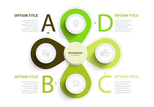 Green Four Section Leaf-like Infographic Layout - 164295172