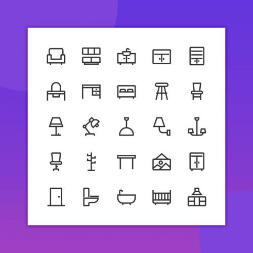 Furniture Line Icons - 165086583