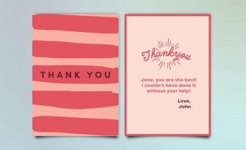 Abstract Pink Thank You Card Layout - 165954736
