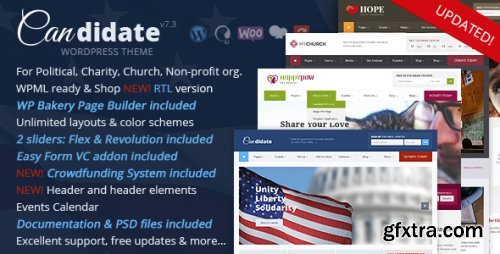 Themeforest - Candidate - Political/Nonprofit/Church WordPress Theme 10051778 v7.3 - Nulled