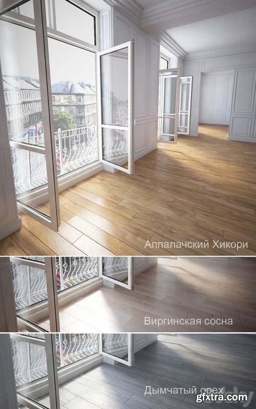 Parquet 3 types: Hickory, Pine, Smoky opex