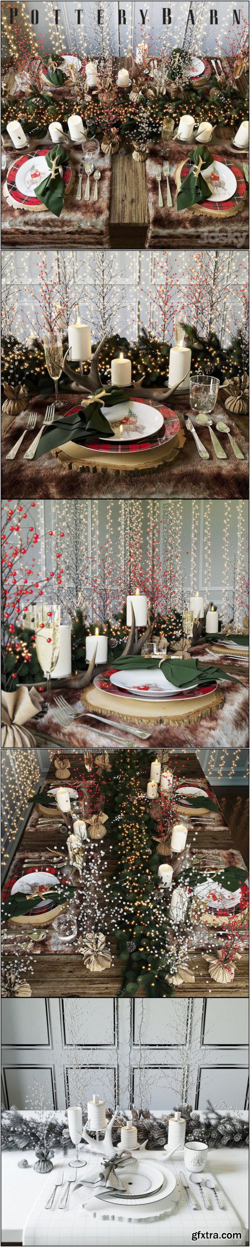 Christmas table setting Pottery Barn