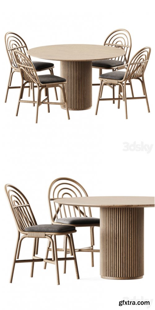 Table Palais royal By asplund and Chair Rotin by Guillaume Delvigne