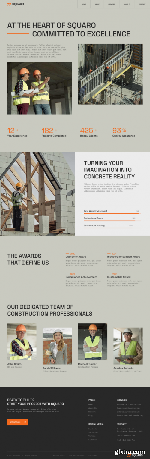 Themeforest - Squaro – Modern Construction &amp; Architect Elementor Template Kit 48861814 v1.0.0 - Nulled