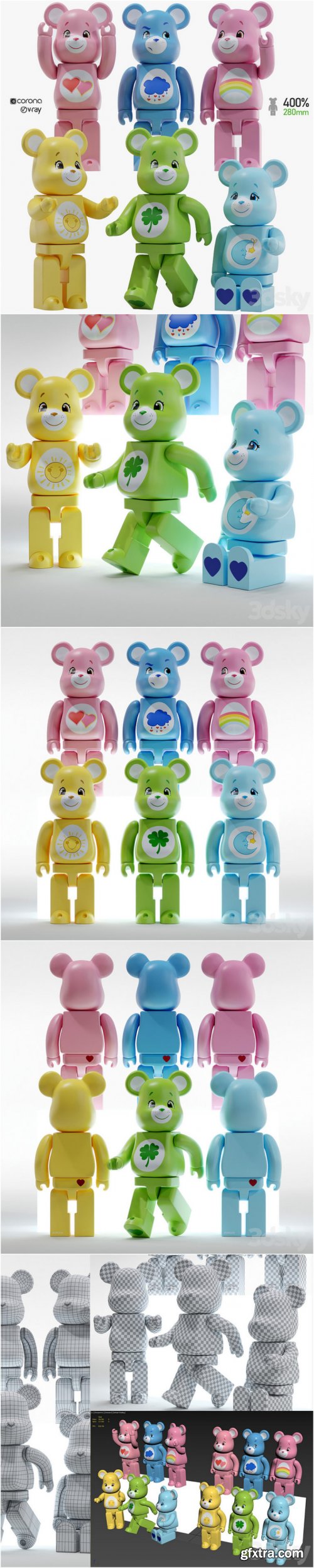 Bearbrick Care bear Set 