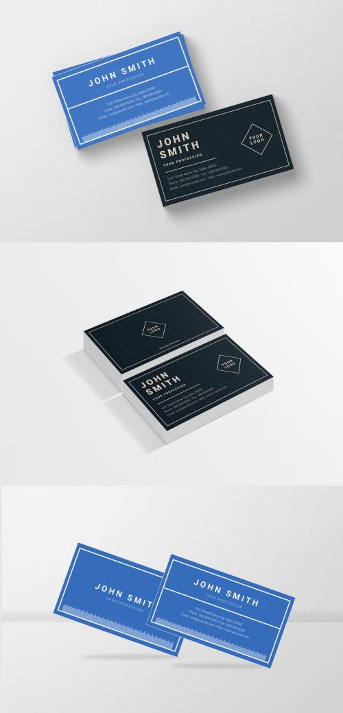 Blue and Black Business Card Layout 1 - 166714303