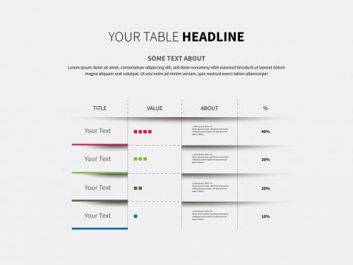 Infographic Table Layout with Progress Bars - 167004593