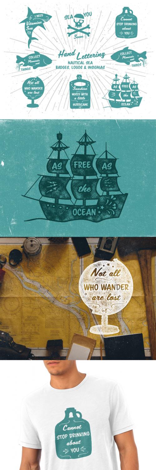 Hand-Lettered Nautical Icon Set  - 167138196