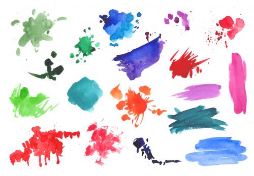 Watercolor brushstrokes and splotches - 169125433