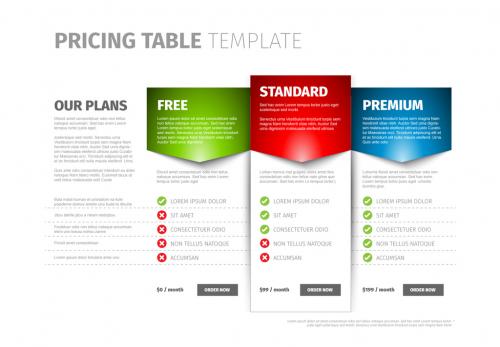 Three Tier Pricing Table Layout  - 169130341