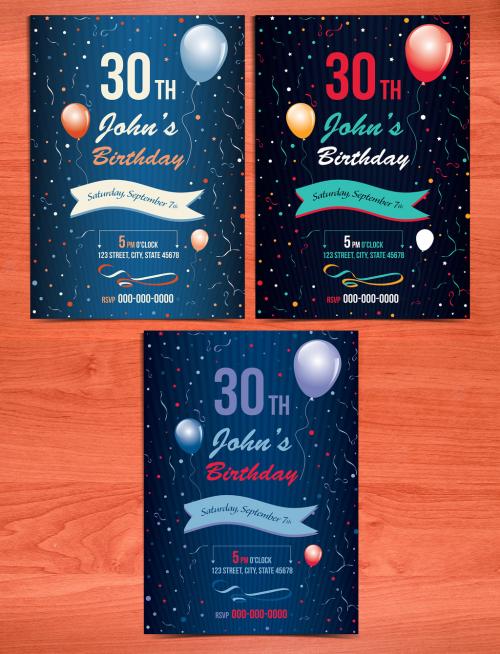 Birthday Card Layout with Balloon Illustrations 1 - 169854026