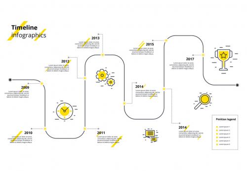Zigzag Timeline Infographic Layout in Yellow and Black - 170779936