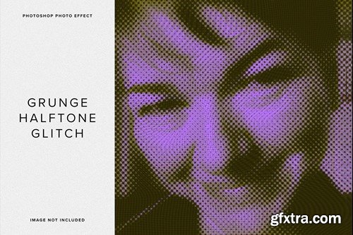 Grunge Halftone Glitch PSD Photo Effect LNCGKVP