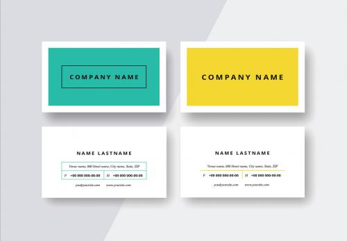 Modern Business Card Layout Set in Two Colors - 170780650