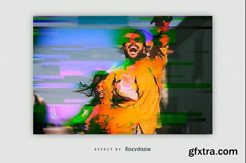 VHS Screen Glitch PSD Photo Effect KZ6KWMK