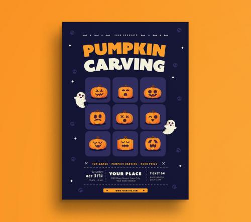 Halloween Pumpkin Carving Party Flyer 1 - 172460944