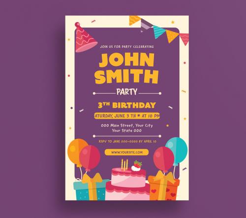 Birthday Party Invitation Layout 1 - 172461025