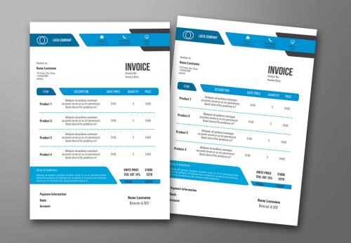 Invoice Layout with Blue Accents 2 - 174731242