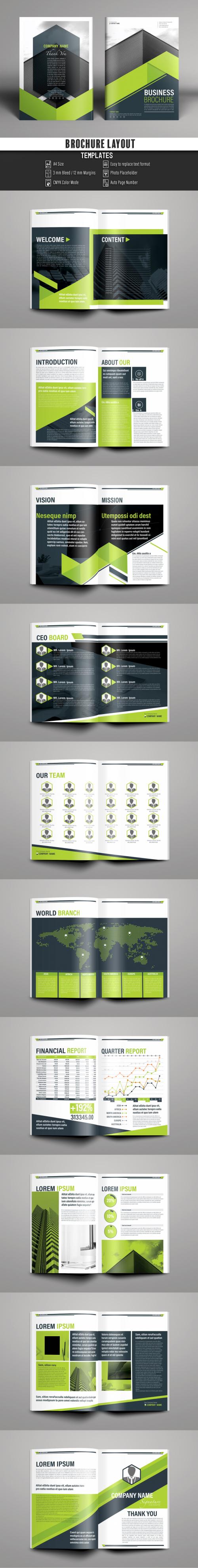 Business Brochure Layout with Green Accents - 175526209