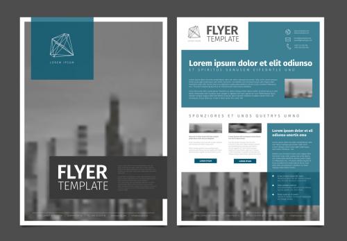 Business Flyer Layout with Blue and Gray Accents - 176285239