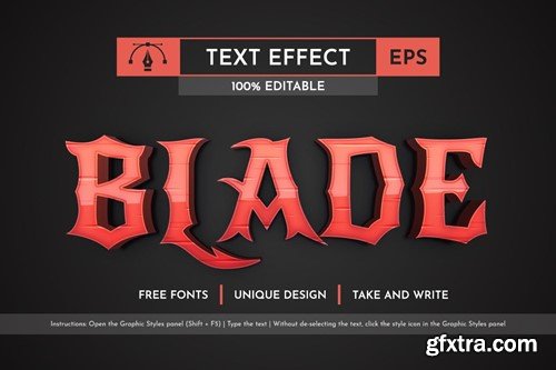 Blade - Editable Text Effect, Font Style AXFM3BN