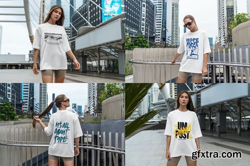 T-Shirt Mockup Model in Big City DD4SKQ7