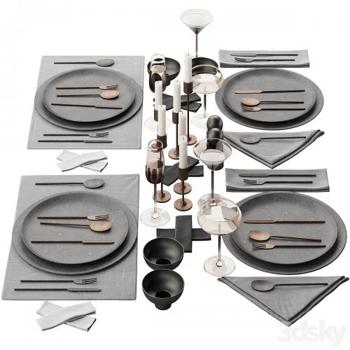 065 Tableware decor set 03 ceramic bronze black 00