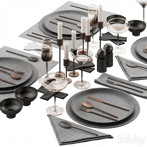 065 Tableware decor set 03 ceramic bronze black 00