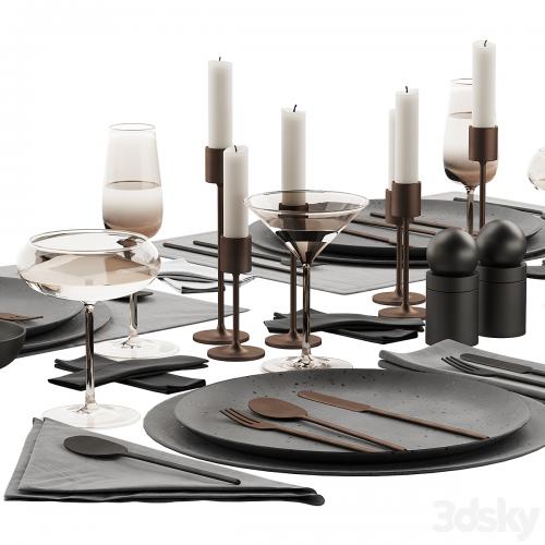 065 Tableware decor set 03 ceramic bronze black 00