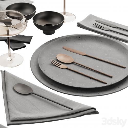 065 Tableware decor set 03 ceramic bronze black 00