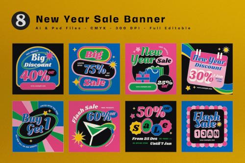 Black 90's New Year Sale Banner