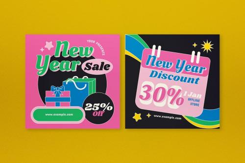 Black 90's New Year Sale Banner