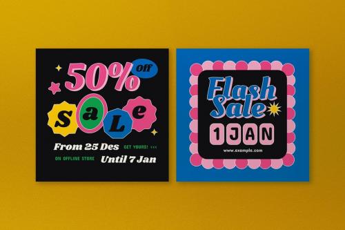 Black 90's New Year Sale Banner