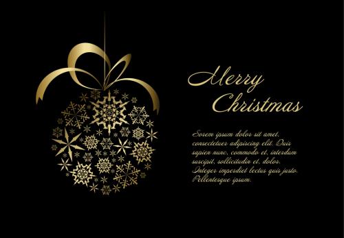 Christmas Card with Black and Gold Accents 1 - 177844779