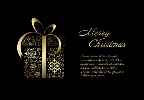 Christmas Card with Black and Gold Accents 2 - 177844799