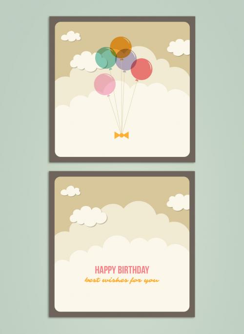 Birthday Card with Cloud and Balloon Illustrations - 178398026