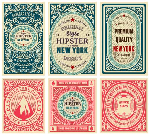 Set of 6 Vintage Labels in Red and Green - 178993821