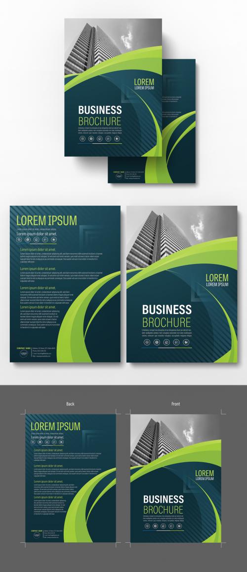 Brochure Cover Layout with Blue and Green Accents 8 - 179133122