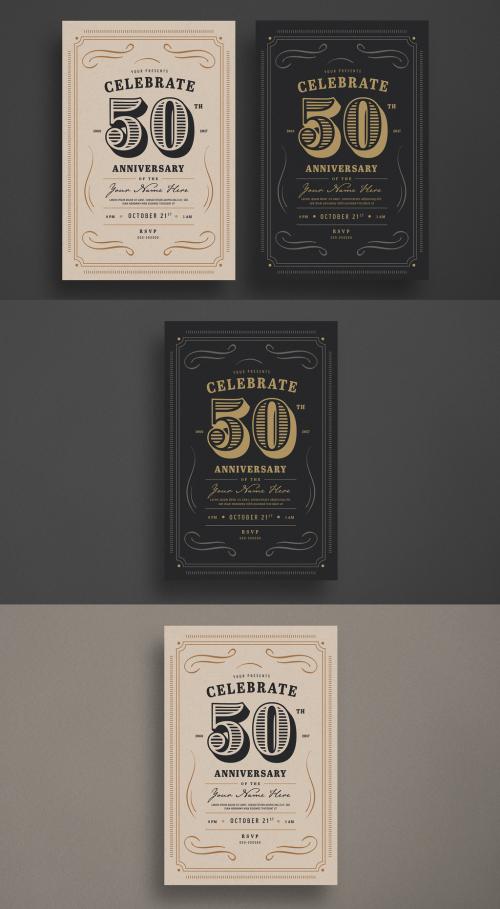 Vintage Anniversary Invitation Flyer - 179911587