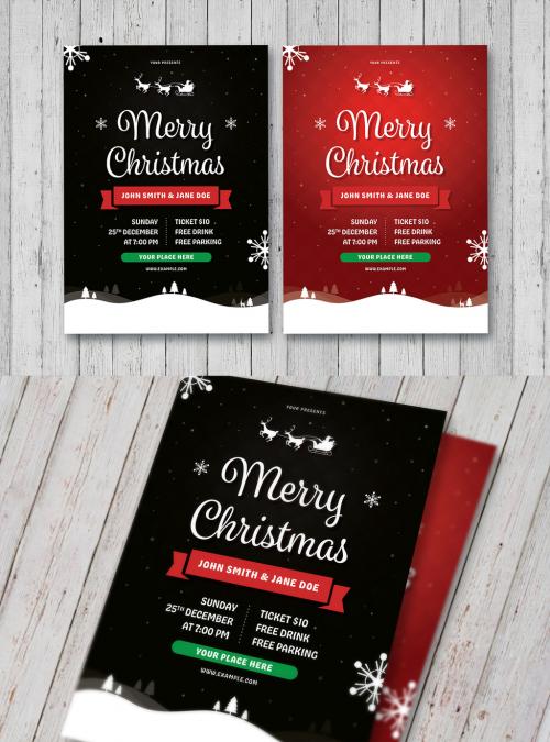 Christmas Flyer Layout in Red and Black - 179914764